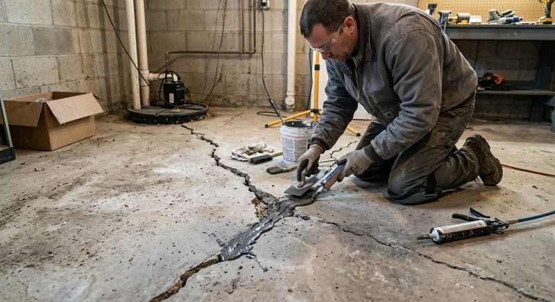 Cracked Basement Floor Repair in Swansboro, NC