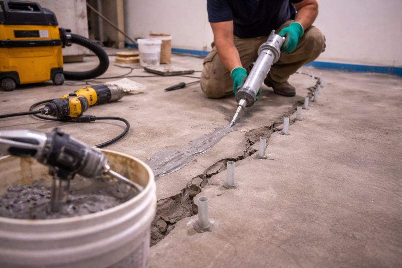 Cracked Basement Floor Repair in Swansboro, NC