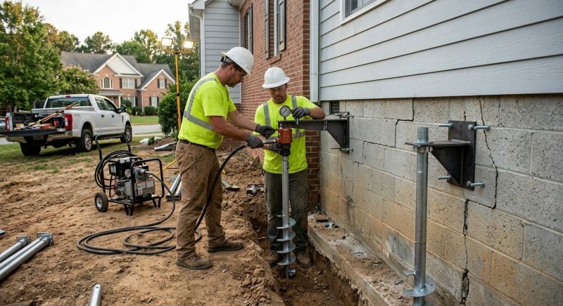 Helical Pile Installation in Swansboro, NC